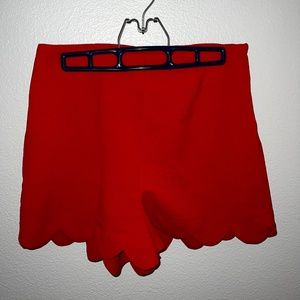 Red Scalloped Shorts